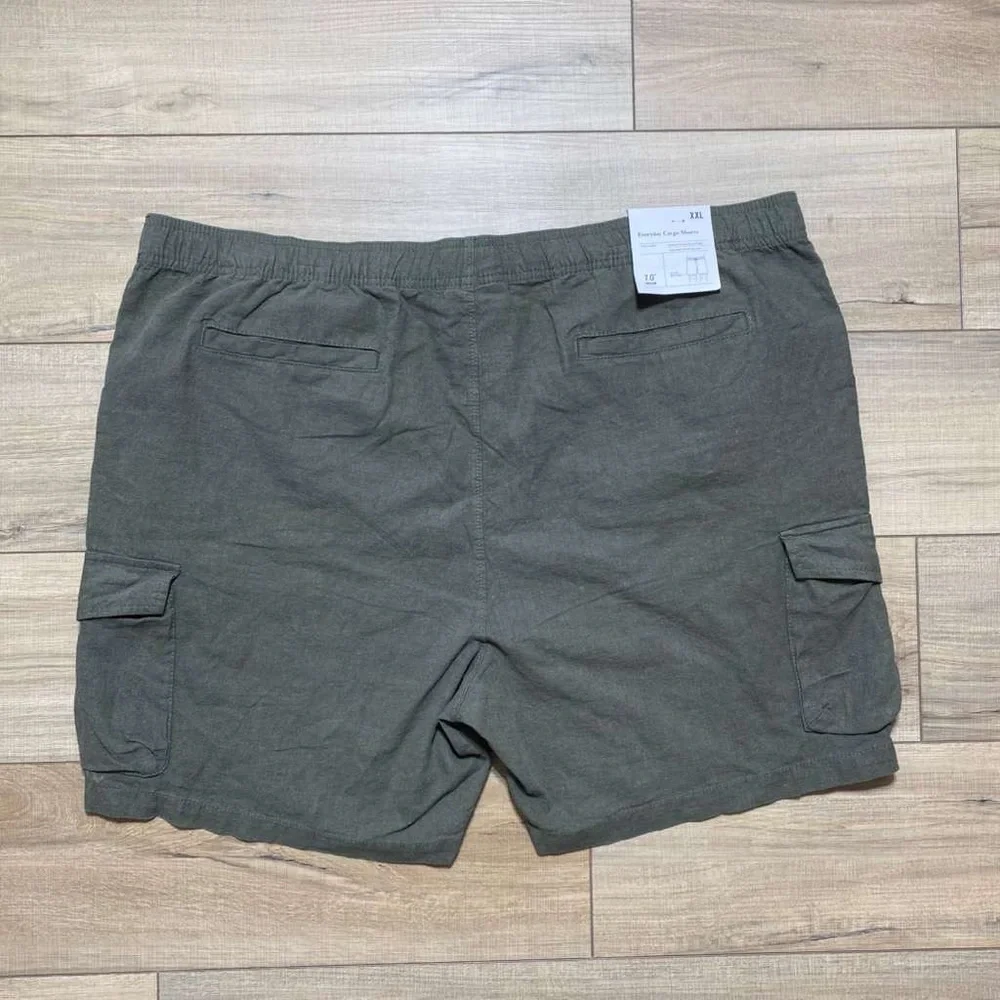 Goodfellow Mens Linen Blend Everyday 7” Cargo Shorts XXL Olive Green‎